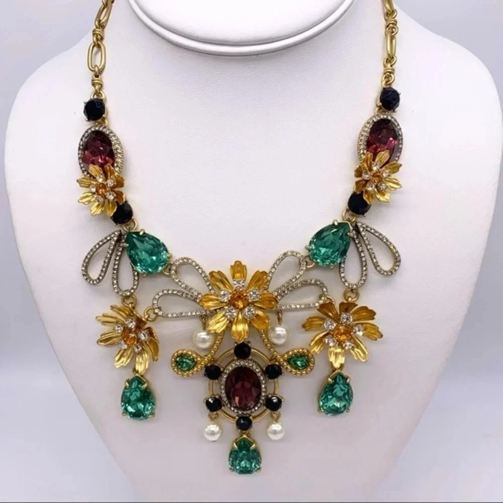 J. Crew Alhambra Baroque Floral Jeweled Necklace